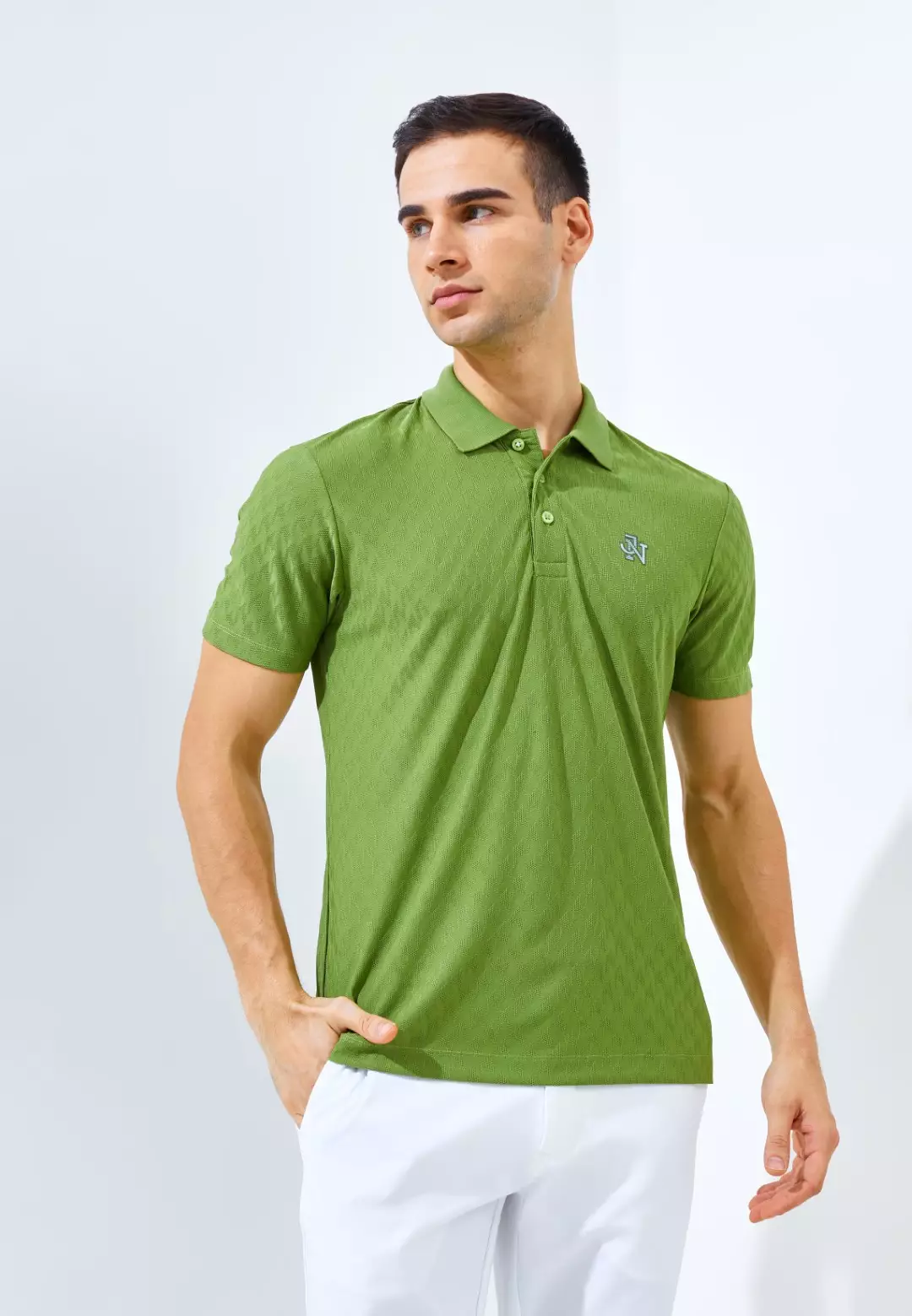 Jack Nicklaus Odyssey Polo Shirt Pria Slim Fit Grasshopper Green