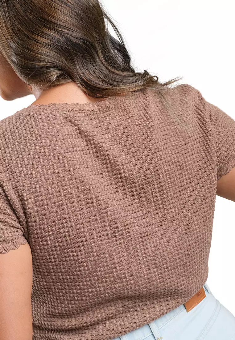 Crochet-Like Short Sleeve Cardigan