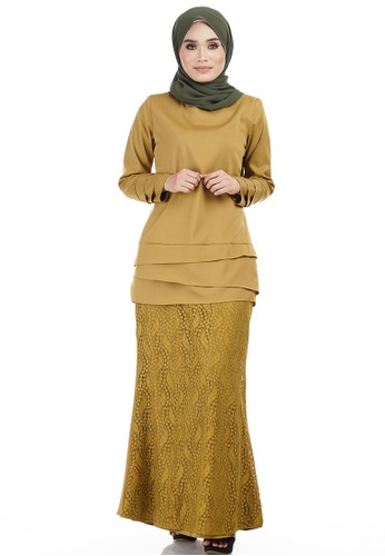 Daliya Kurung with Asymmetry Layered Top from Ashura in Yellow