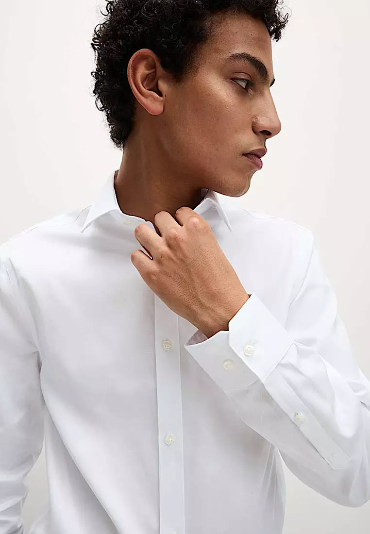 Slim Fit Non Iron Pure Cotton Textured Shirt