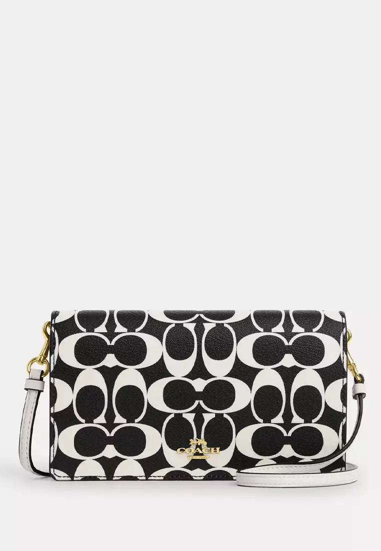 Buy Coach COACH Anna Foldover Clutch Crossbody In Signature Canvas ...