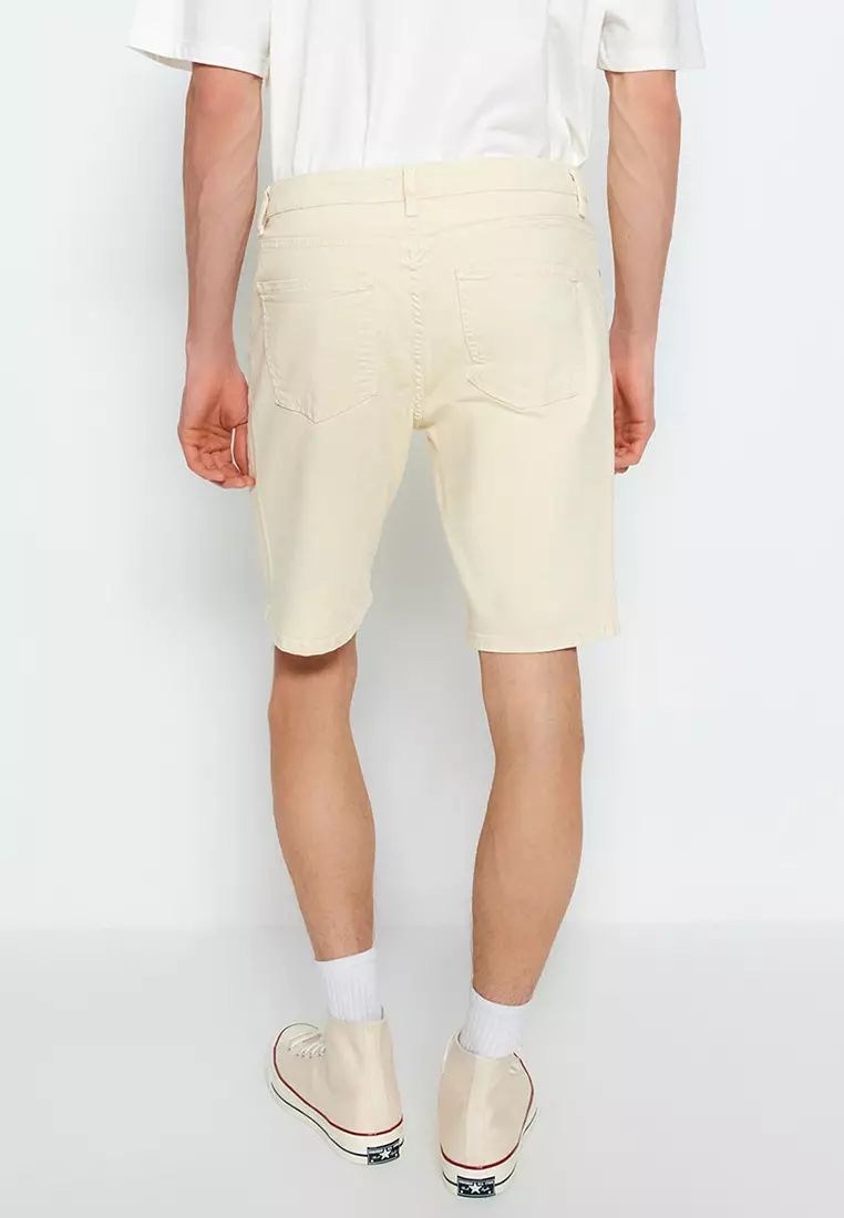 Mens beige denim shorts hotsell