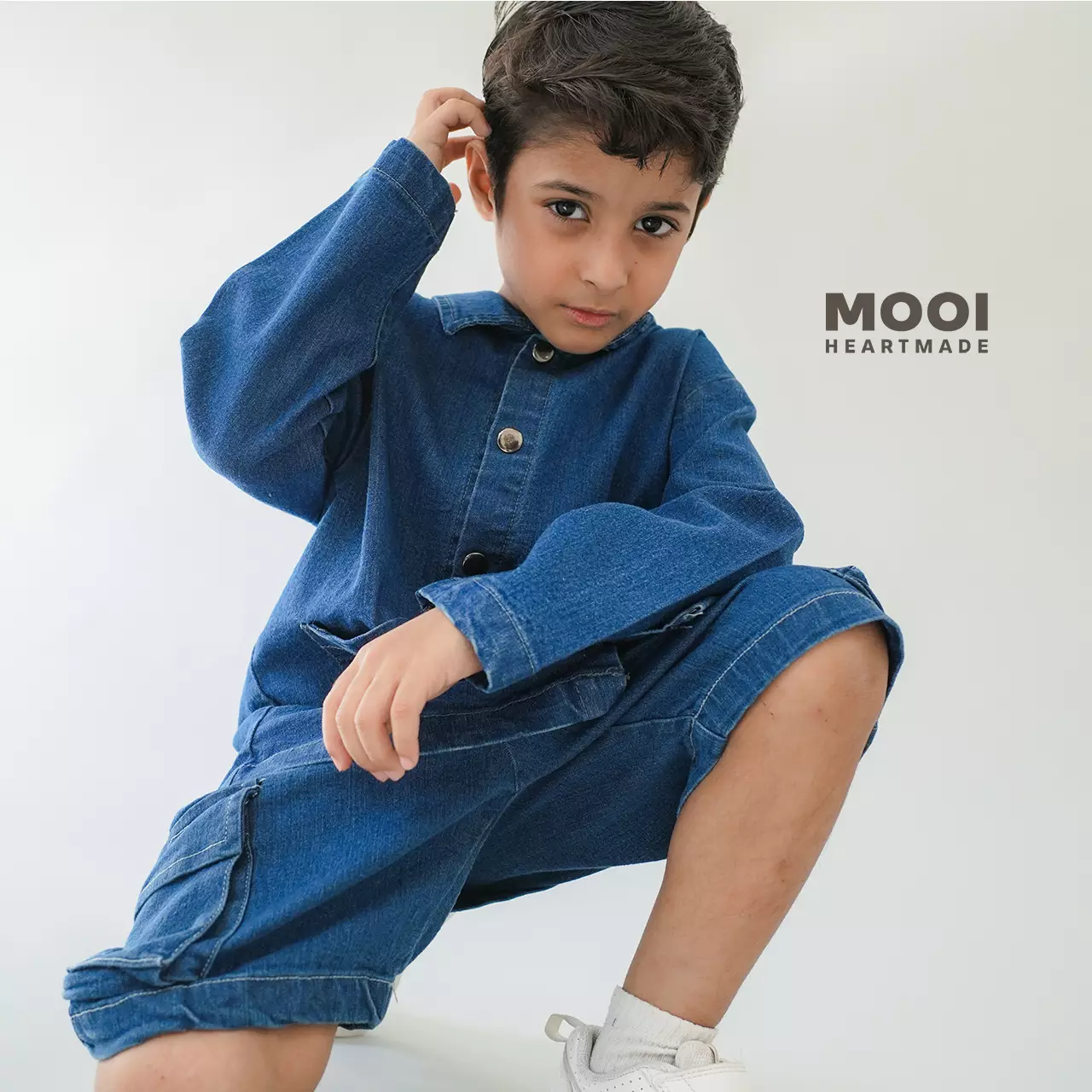 Mooi Celana Jeans Anak Kids Denim Bian Short Cargo Pants - Dark Blue