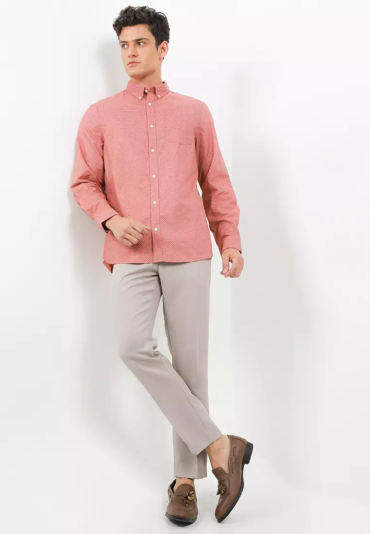 Easy Iron Pure Cotton Print Oxford Shirt