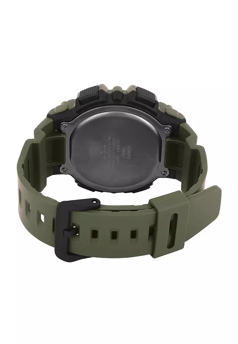 Men Digital Sport Watch WS-1500H-3BV Green Resin Strap