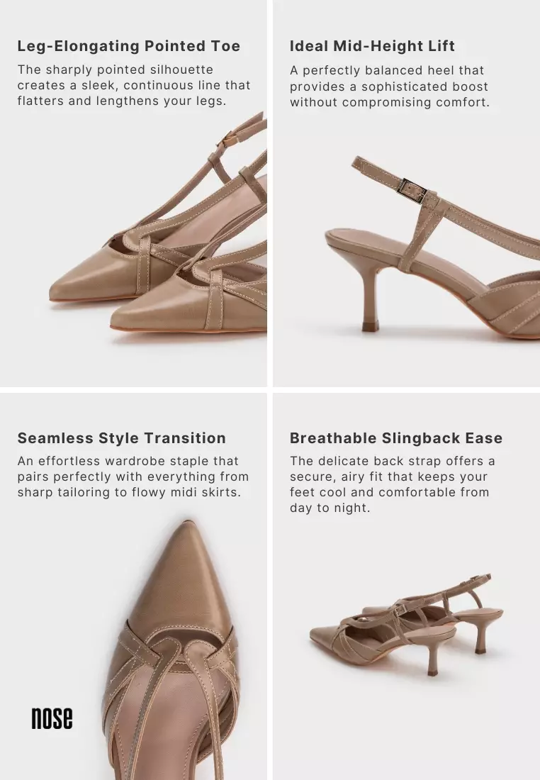 法式后空尖头高跟鞋