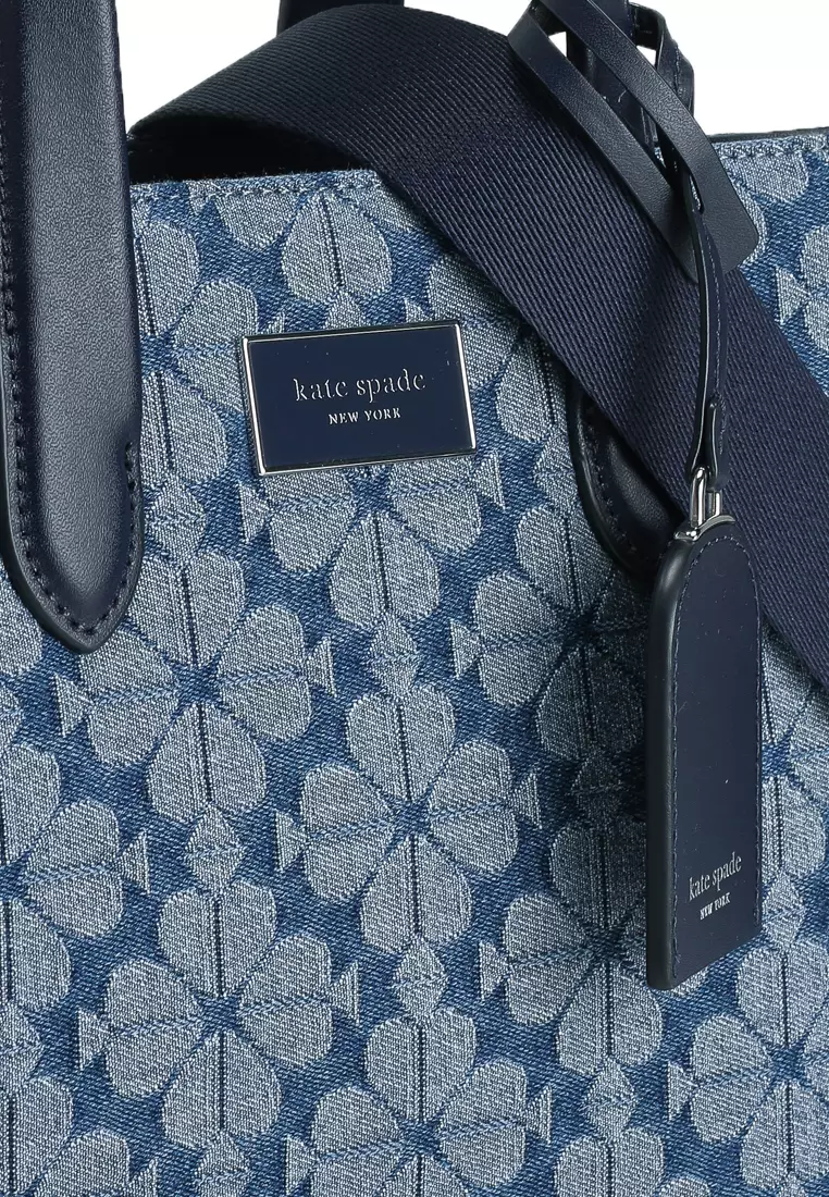 Spade Flower Jacquard Denim Manhattan Small Tote Bag