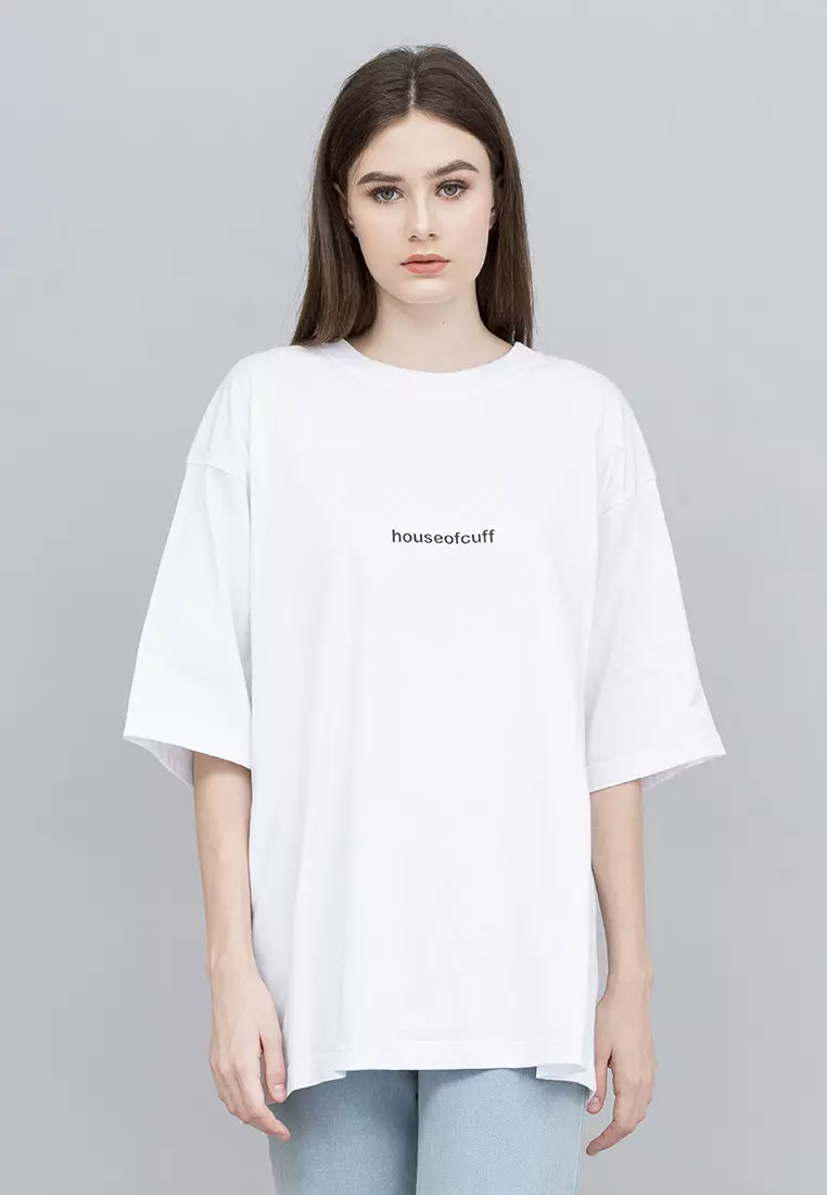 Houseofcuff Kaos Oversized T-shirt Wanita Unisex Tebal Putih Garuda