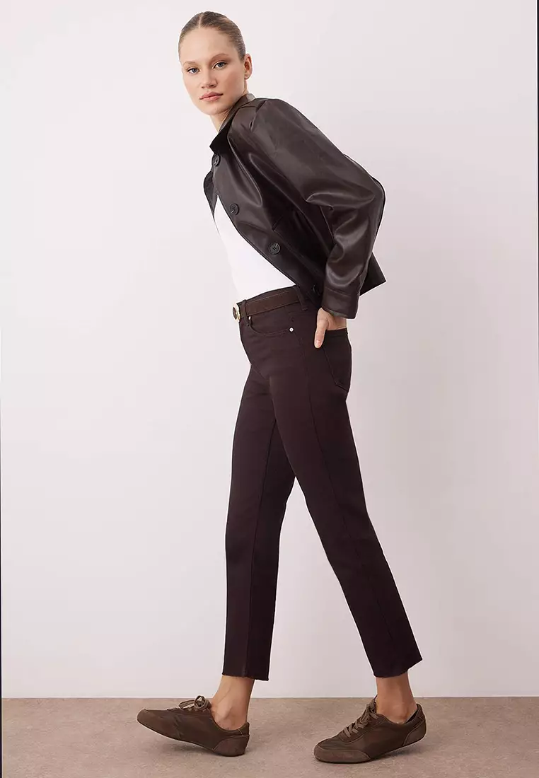 Brown High Waist Cut-Out Leg Comfort/Flexible New Mom Jeans Twoaw26Je26
