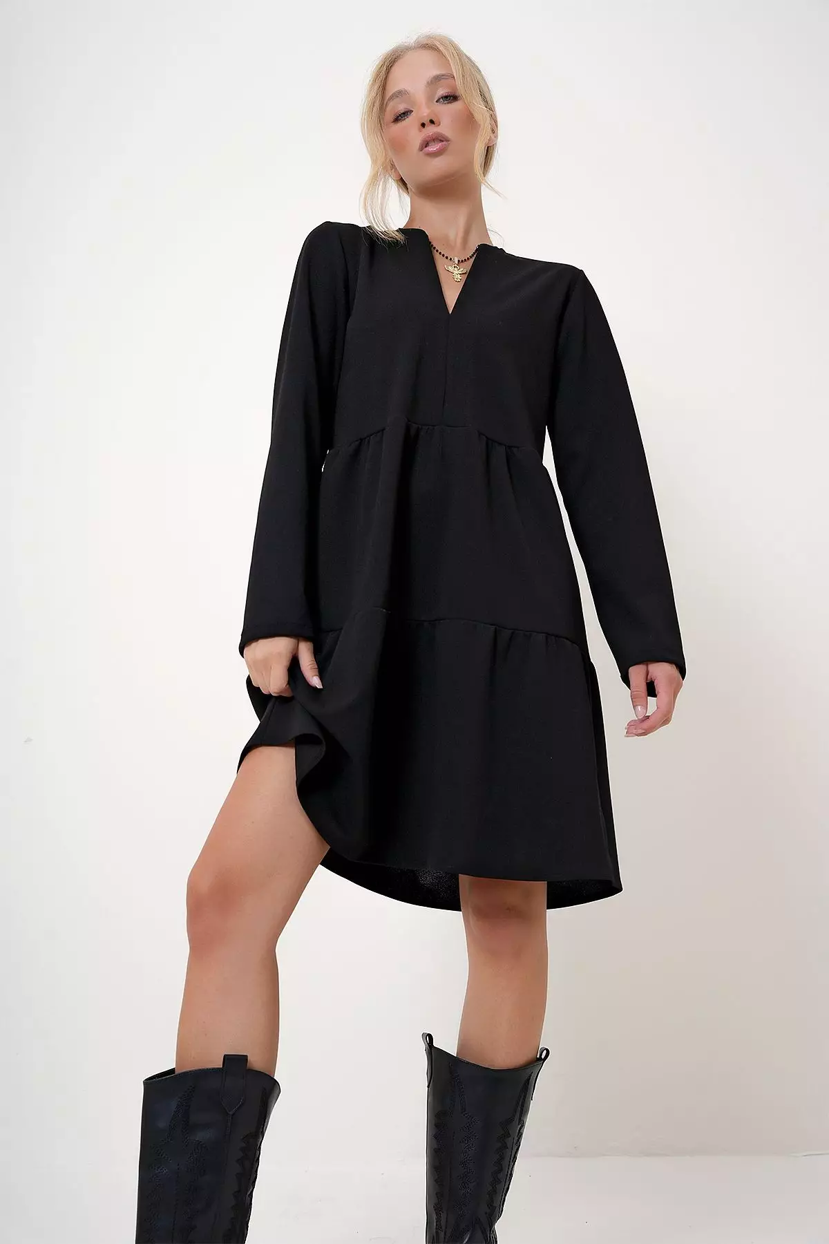 Long Sleeves Knee Length Dress