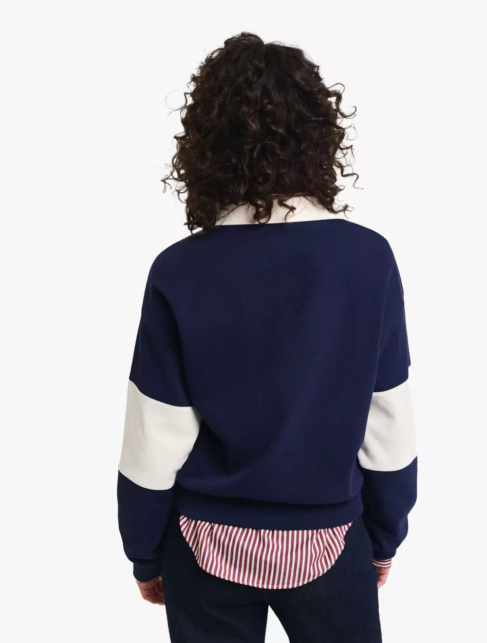 Gant - Pakaian Wanita - Pique Texture Color Block Rugger - Classic Blue