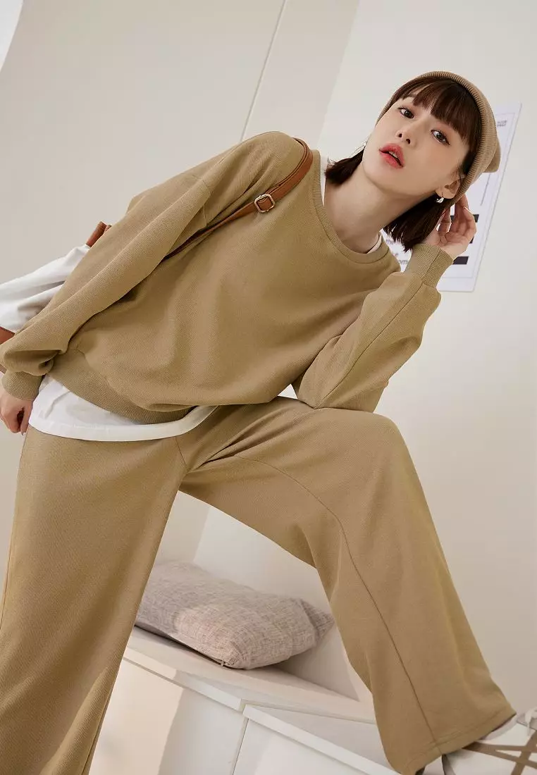 Relaxed-Fit Casual Pants with Stretch Elastic Waistband [BA7370]