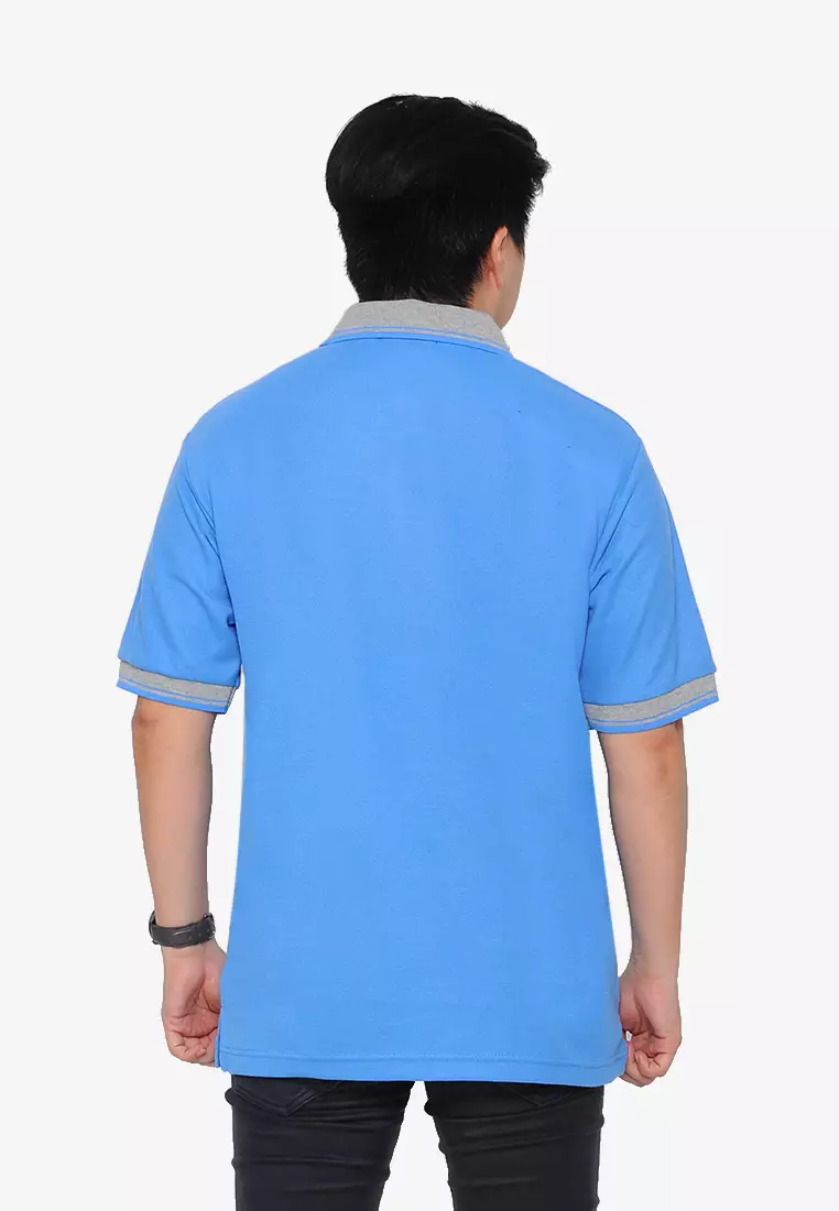 Andre Michel Kaos Polo Shirt Lengan Pendek Kerah Abu Biru BCA 933-52