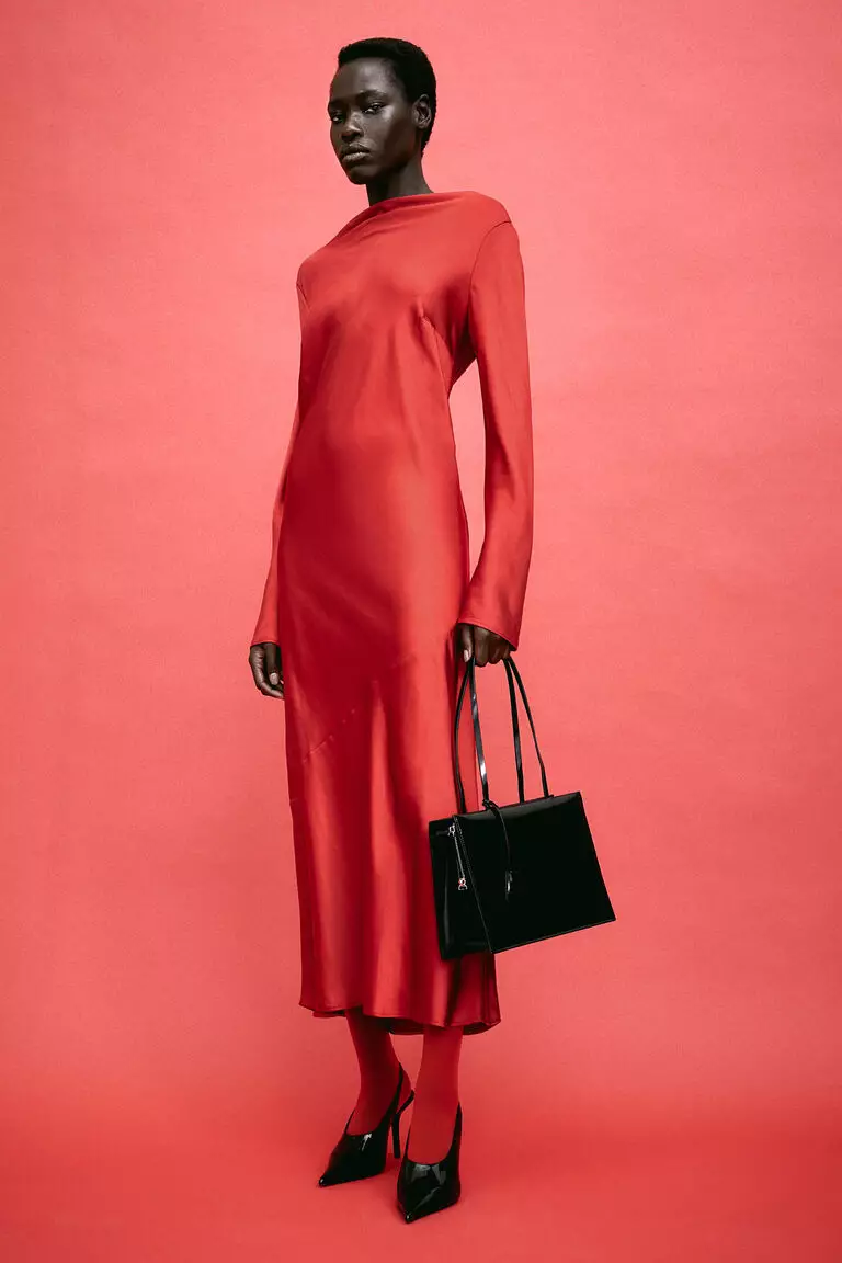 Tie-detail satin dress