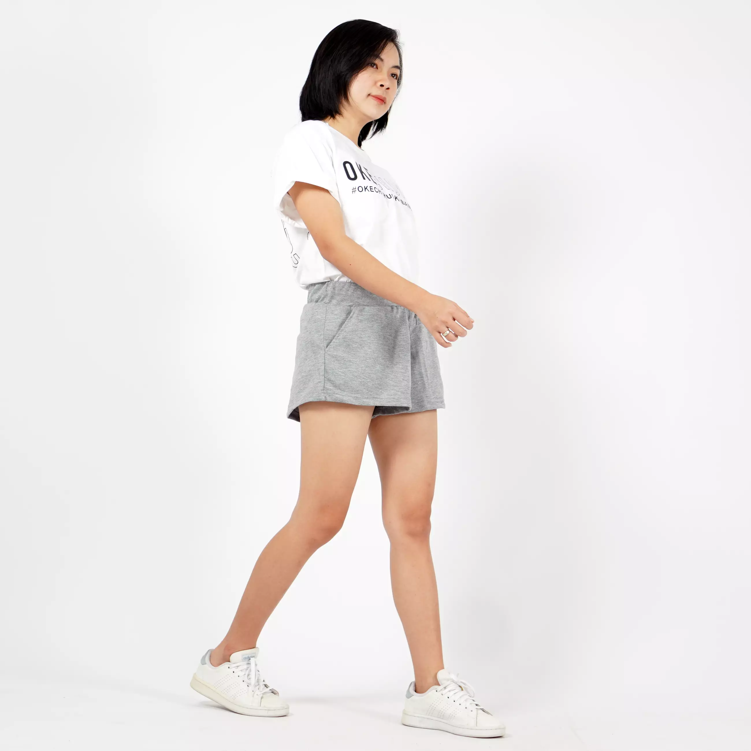  OLIVE Celana Olahraga Celana Lari Sexy Celana Tenis Wanita - Abu Muda