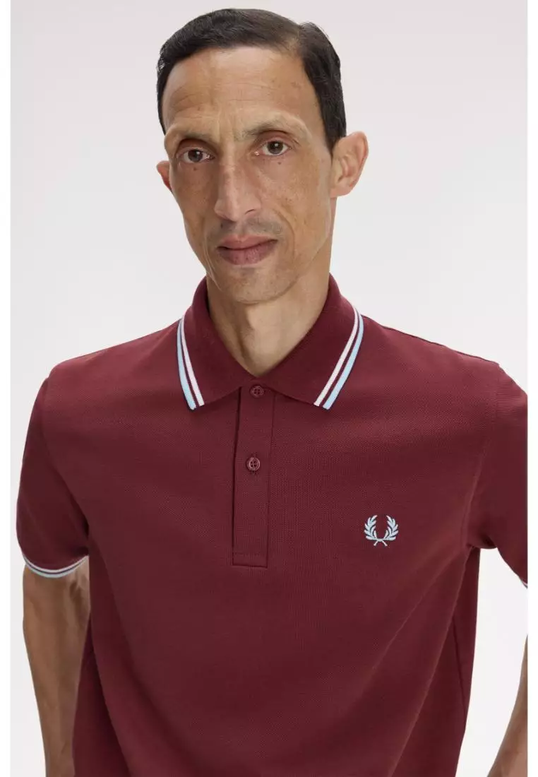 Fred Perry M12 Twin Tipped Fred Perry Shirt (Maroon / White / Ice)