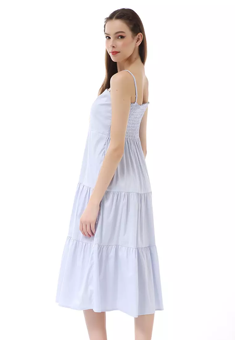 Rachel Strap Dress Wanita Simple Desain Motif Polos Material Cotton ORIGINAL - Baby Blue