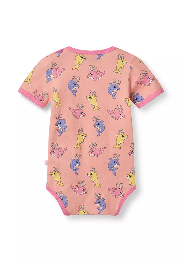 Short-sleeved baby body with baby dolphins