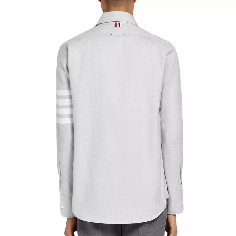 Jual Thom Browne 4-Bar Nametag Straight Fit Solid Flannel Shirt Light ...