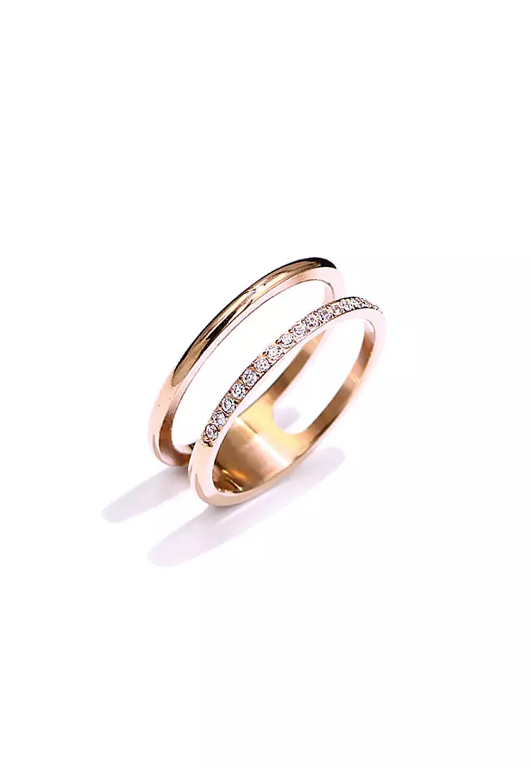 Lottie Double Band Ring in Rose Gold