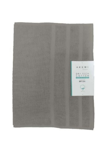 AKEMI grey Akemi Dry Tech Cotton Toweling Willa Warm Grey Bath Mat (45cm x 70cm) B3A10HL6118D66GS_1