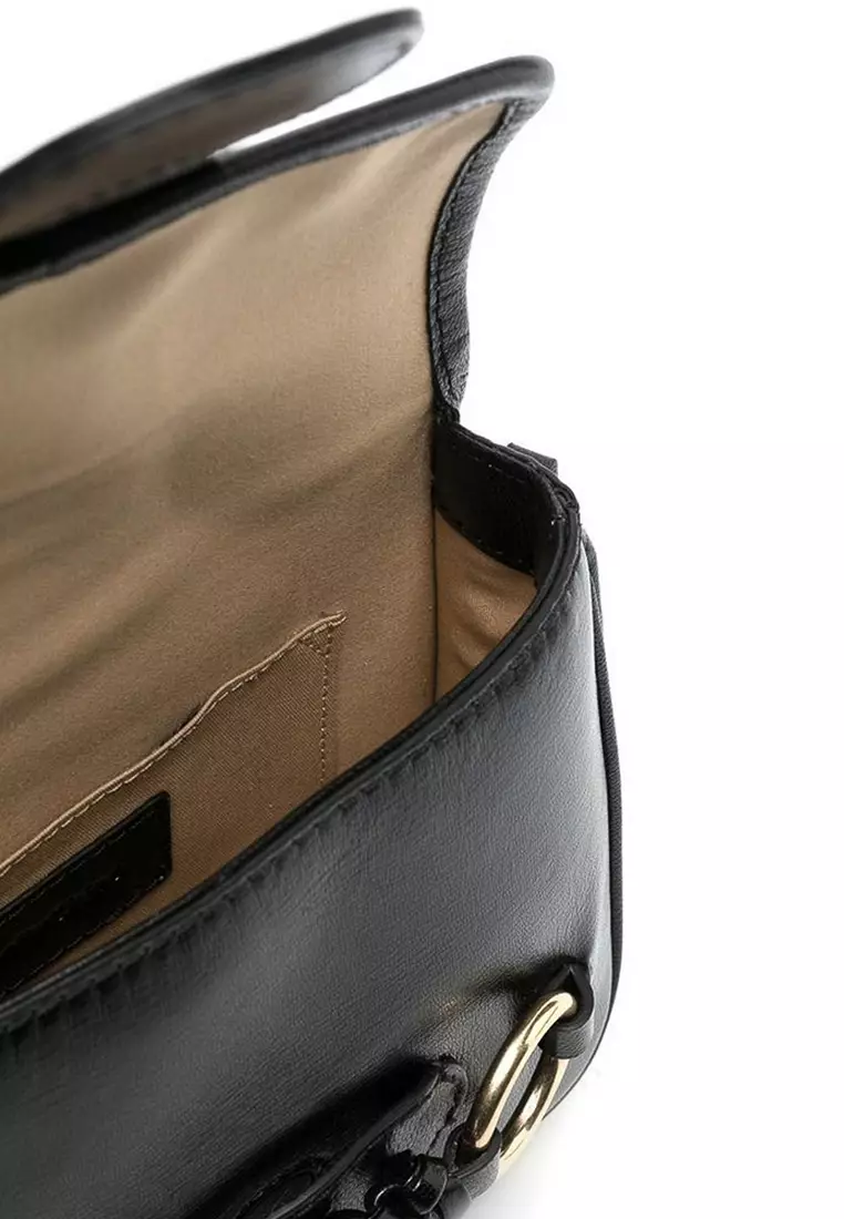 Saddie In Goatskin Shoulder Bag in Black