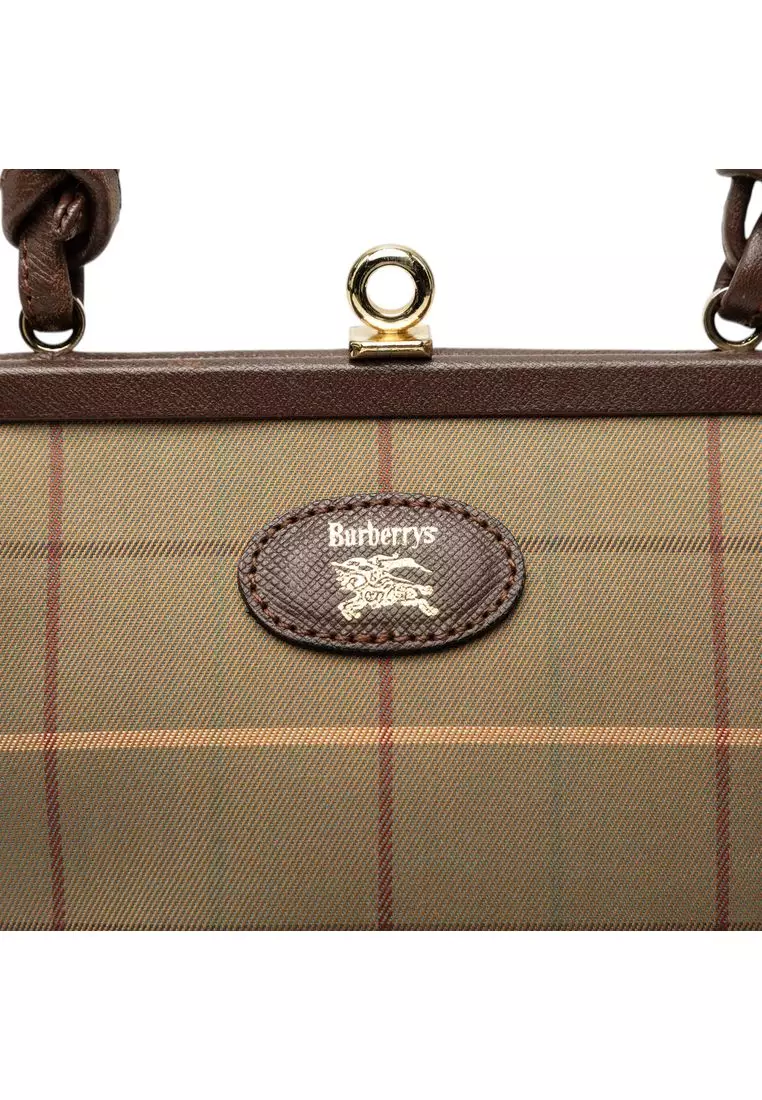 Pre-Loved Burberry Vintage Check Canvas Kiss Lock Crossbody