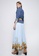 iROO multi Blue Pleated Chiffon Skirt With Contrast Floral Print B4073AAD4C4880GS_4