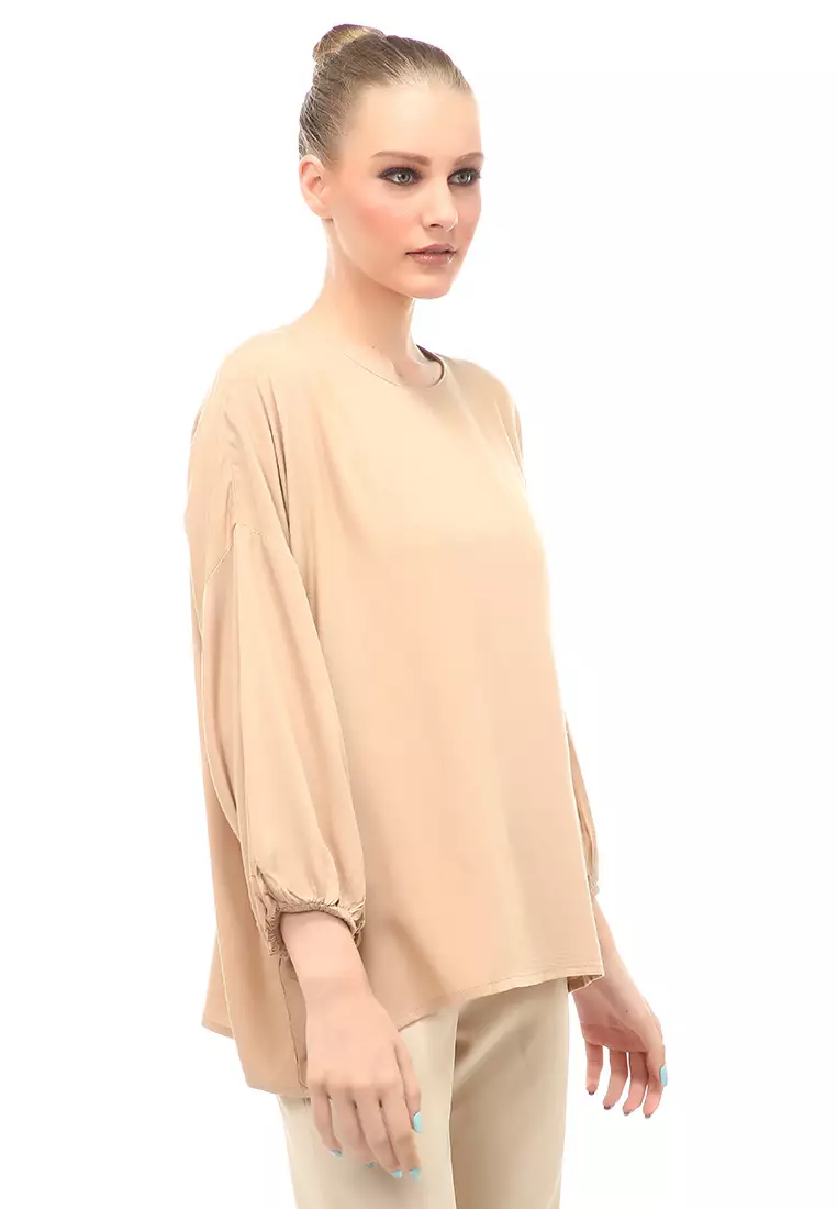 Glory Blouse Oversize Long Sleeves Atasan Wanita Design Simple Motif Polos Relaxed Fit - Milo