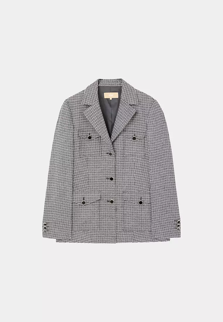 Monochromatic Houndstooth Notch Lapel Suit
