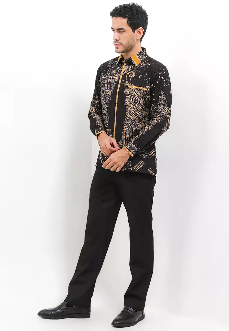 BATIK TALENTA EXCLUSIVE Lengan PANJNG DOBBY SMOCK KATUN HALUS BLACK PAKISH