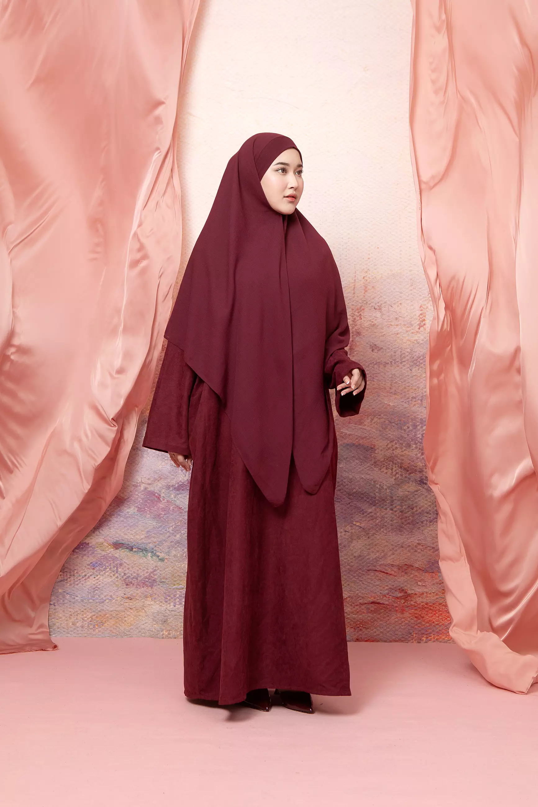 Mahda Abaya Dress Burgundy