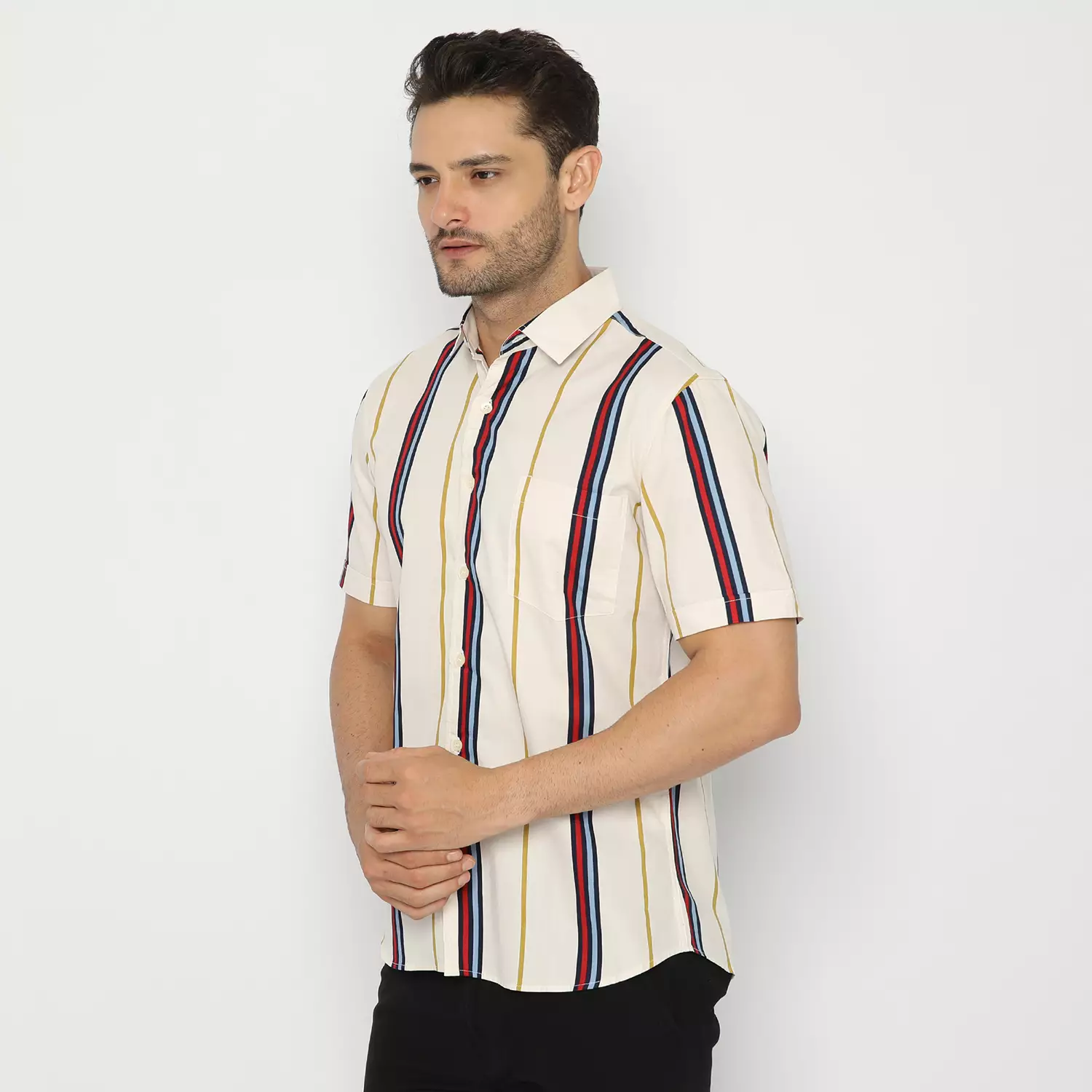 Platini Kemeja Motif Salur Pria Lengan Pendek 131990