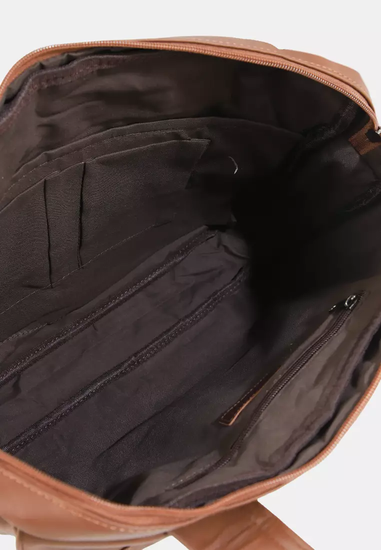 Distressed Leather Executive Brief Messenger Bag