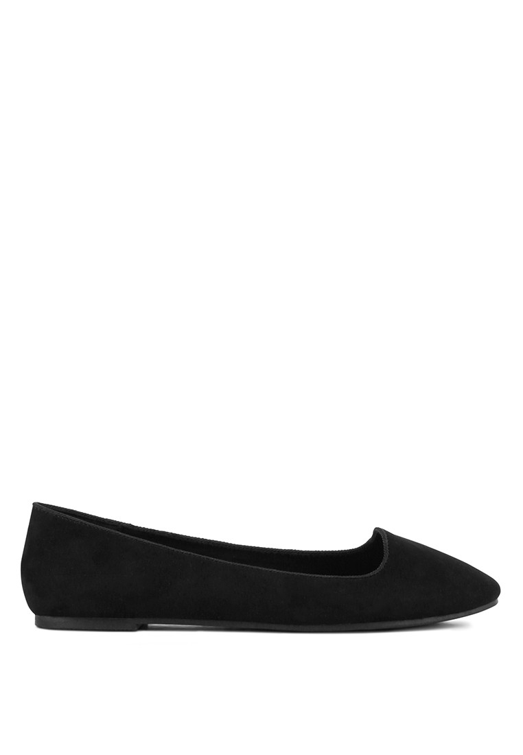 Black Microfiber Casual Ballerinas