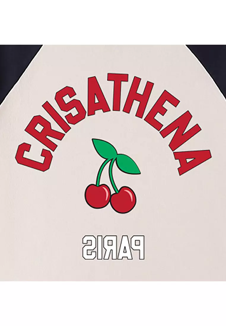 Crisathena Cherry T-Shirt in Beige/Navy