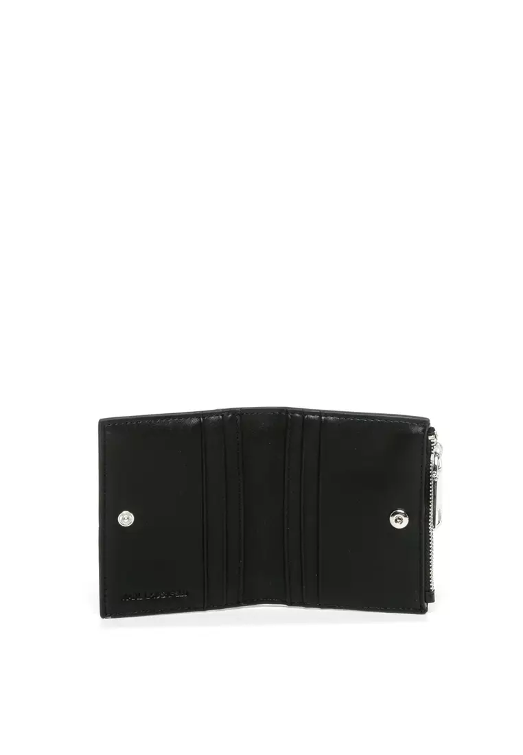 Karl Lagerfeld, K/Monogram Klassik Bi-Fold Wallet, Man, Black, Size: One Size