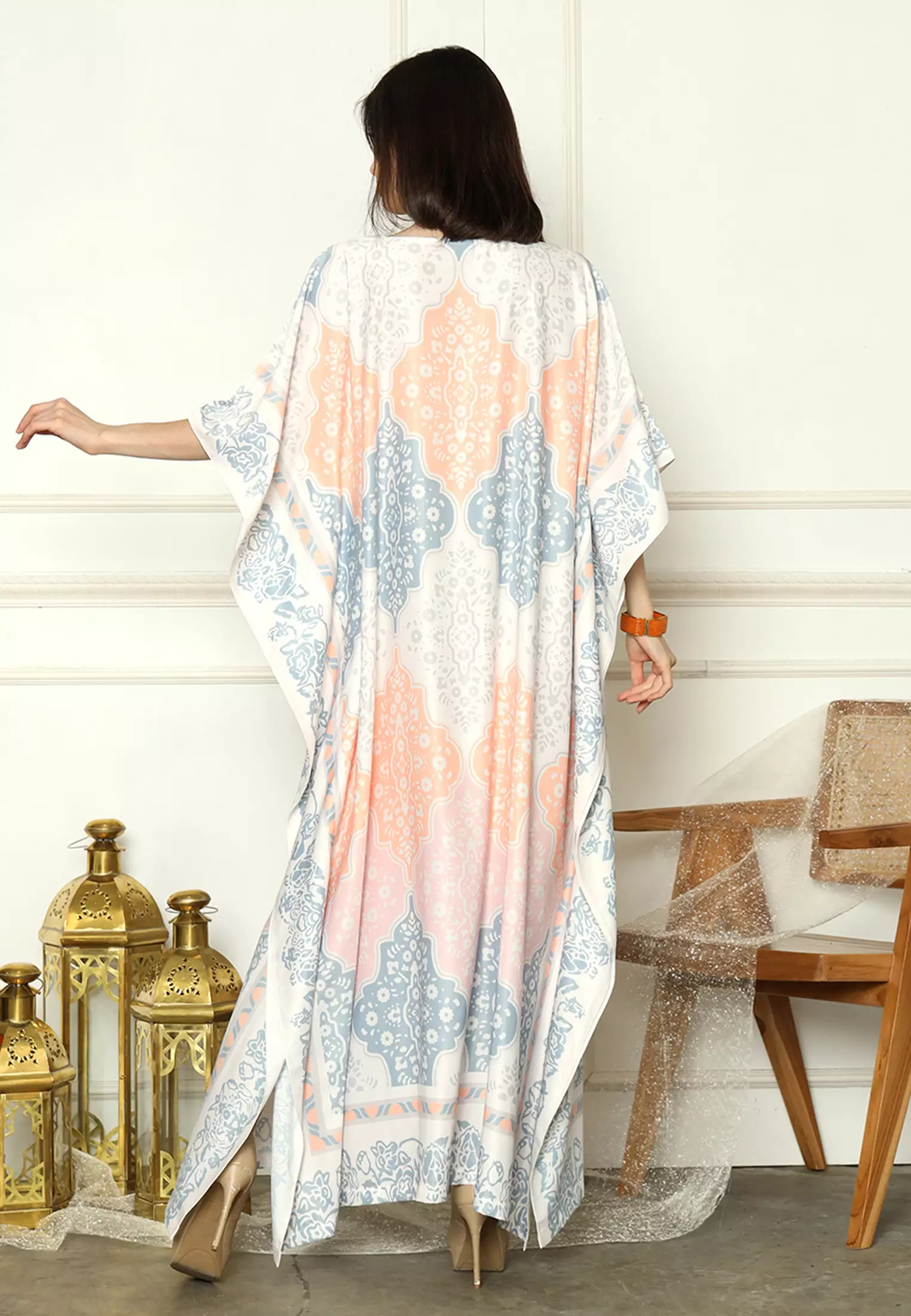 Kanzi Collection Short Sleeve Modern Tiles Kaftan