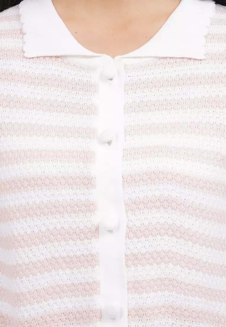 Short Sleeve Striped Knit Top