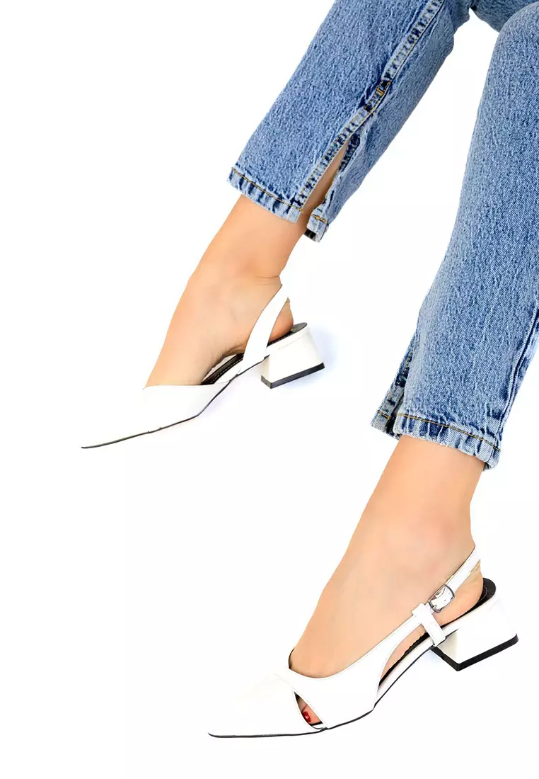 White Women's Classic Heeled Shoes 18839