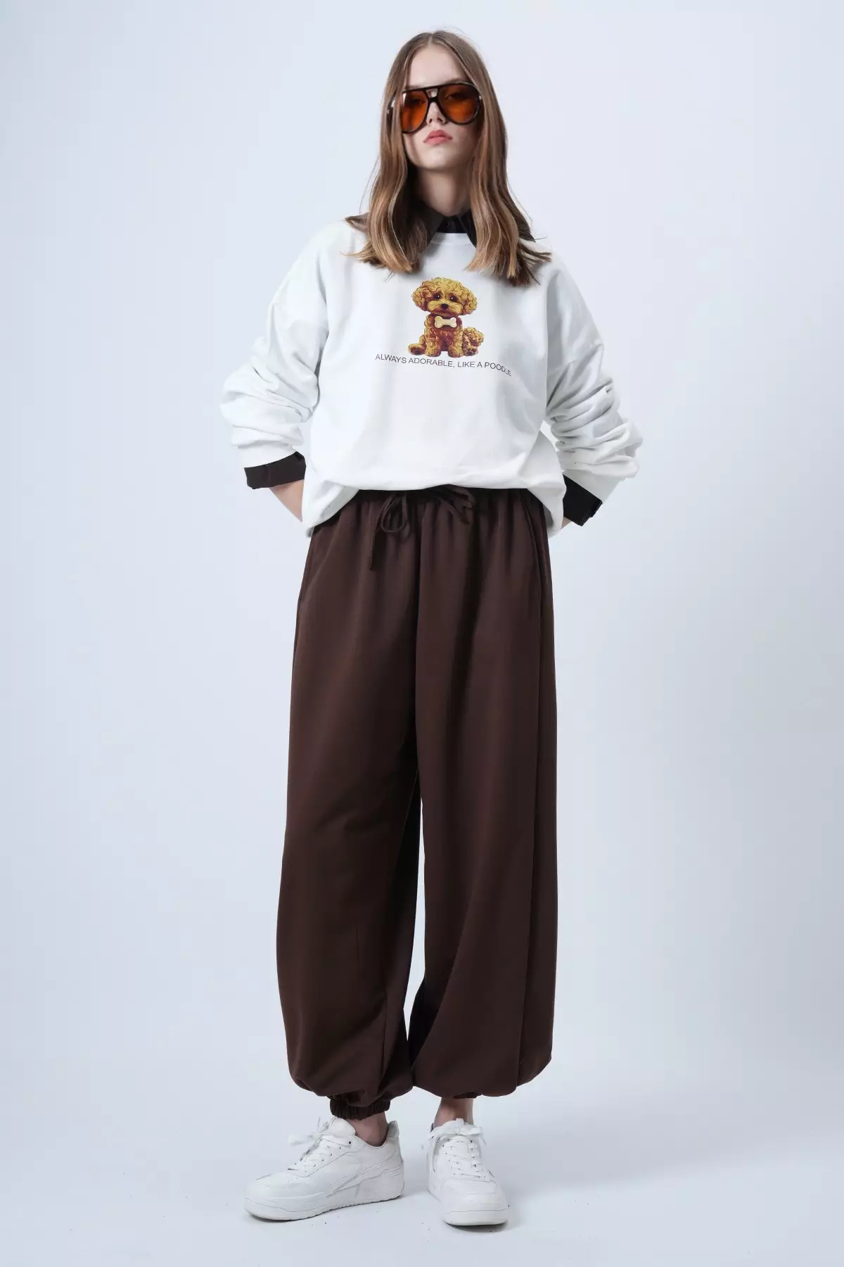 Brown Oversize Jogger Sweatpants Alc-X14610