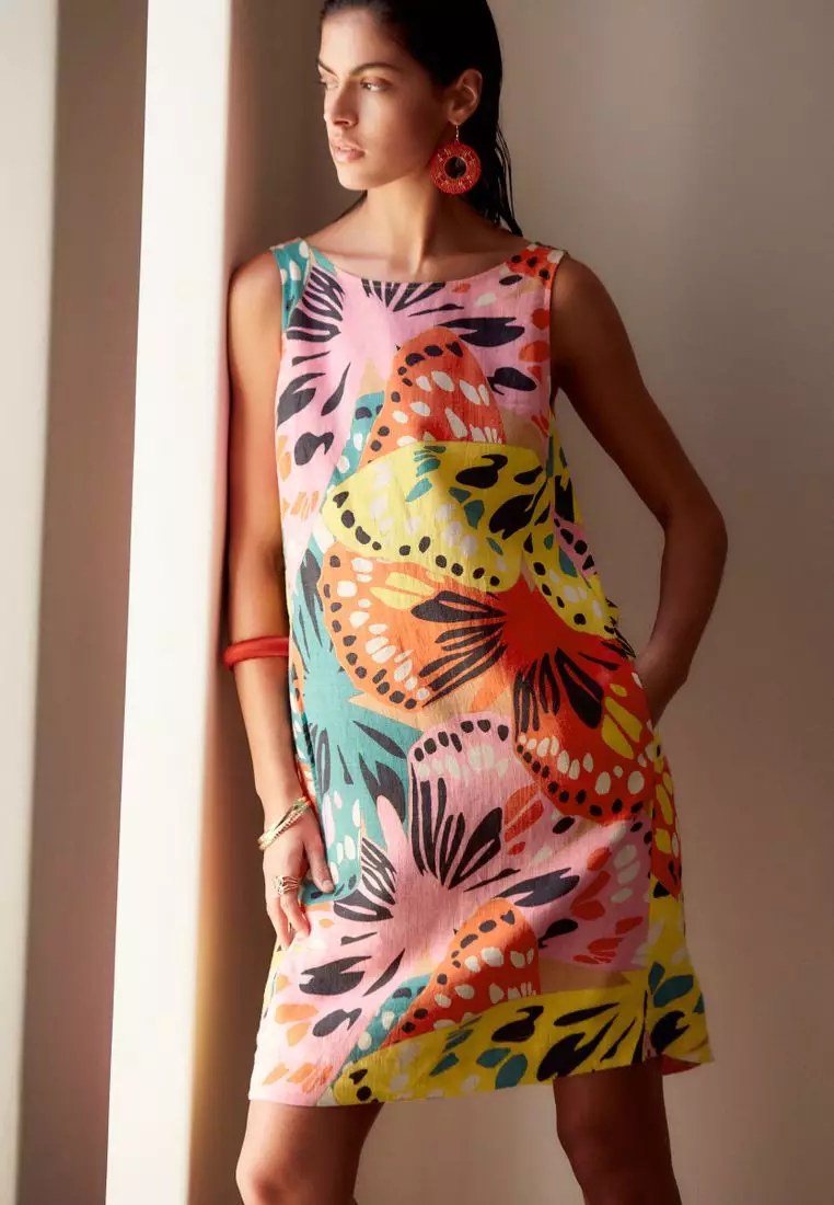 Shift Dress Next Womens Dresses Linen Blend Sleeveless Shift Dress