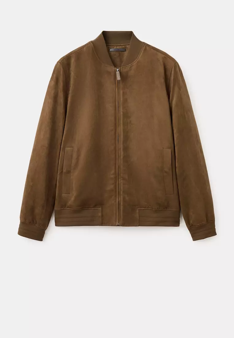 Suede-Effect Bomber Jacket