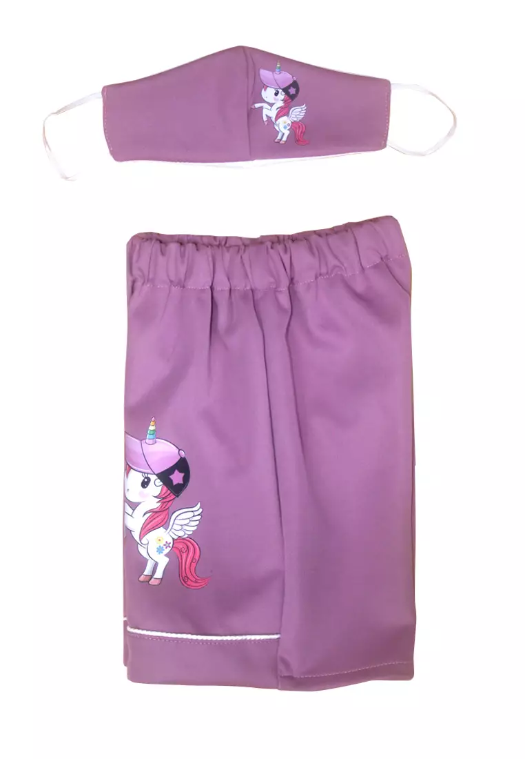 Two Mix Celana Pendek Anak Perempuan GRATIS Masker Anak Usia 1-12 Tahun 4197 Ungu