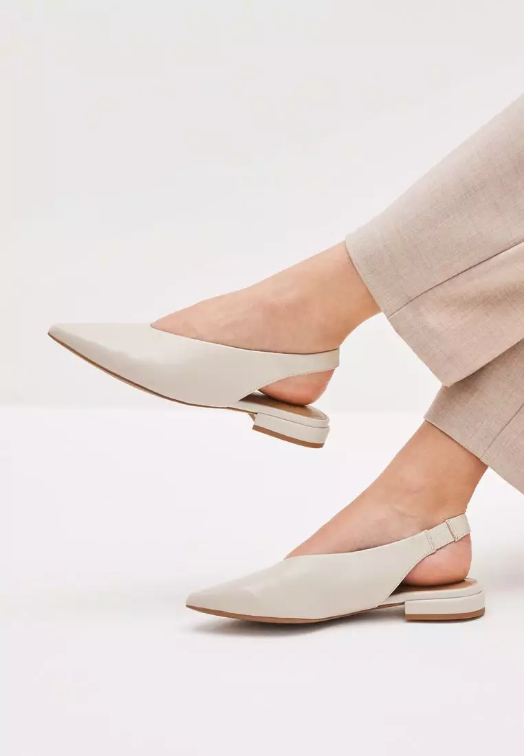 Forever Comfort Leather Flat Slingbacks