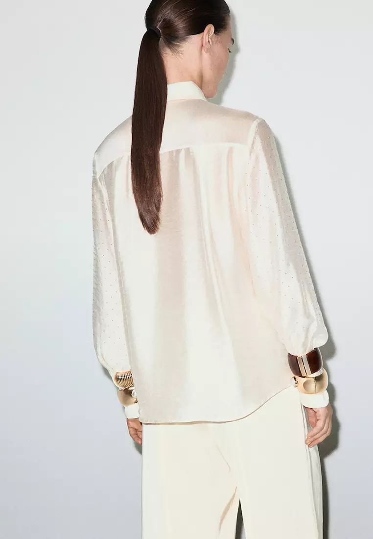 Satin Shirt with Rhinestones