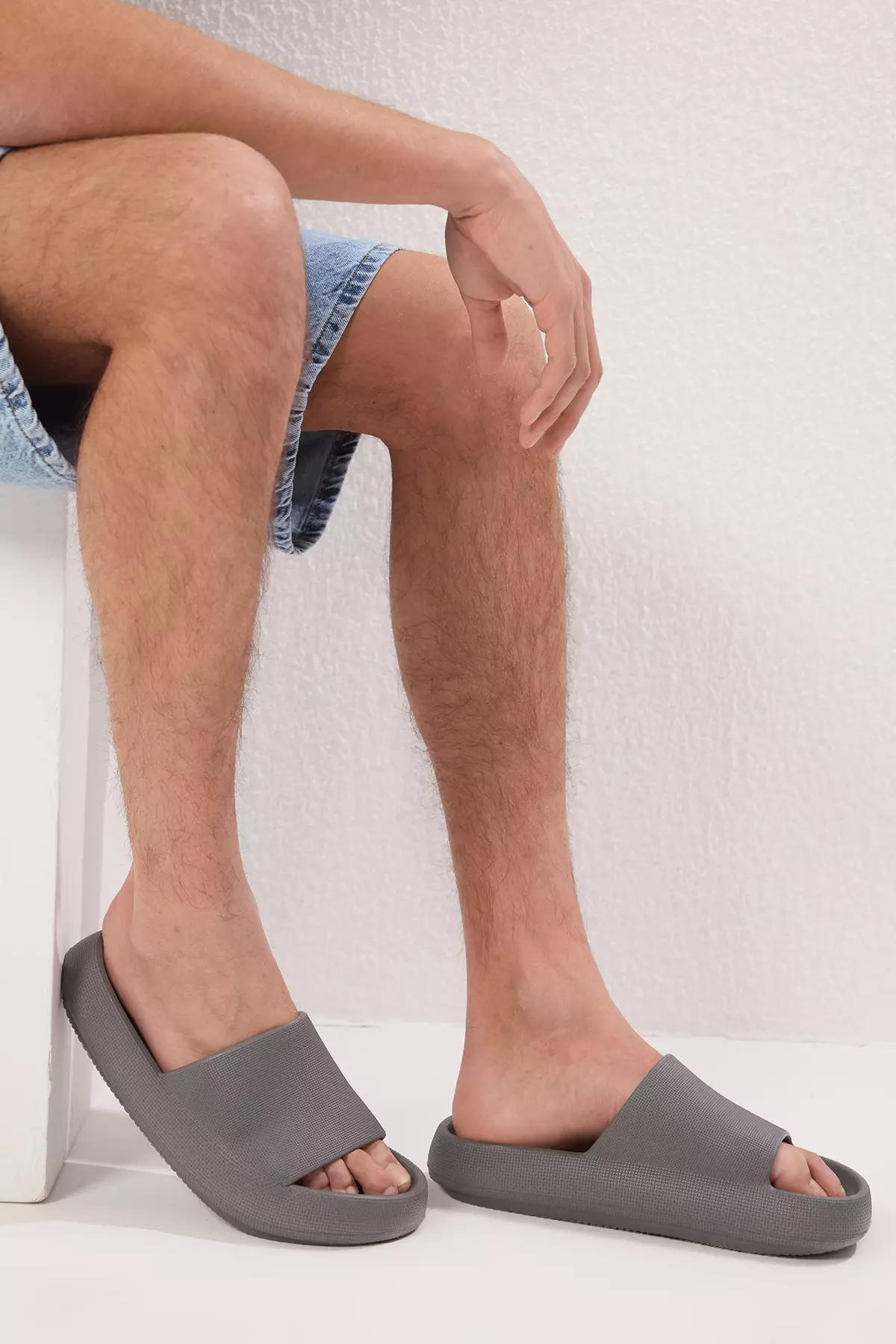 Gray Flat Light Sole Men's Slippers Takss25Te00028