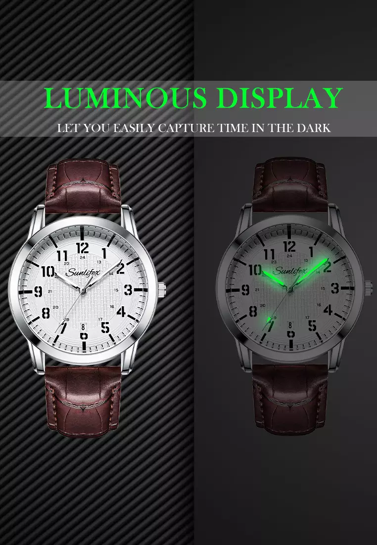 Jam Tangan Pria Original Klasik Gaya Jam Tangan Cowok Anti Air Kuarsa Tali Kulit Jam Pria 7009 brown white