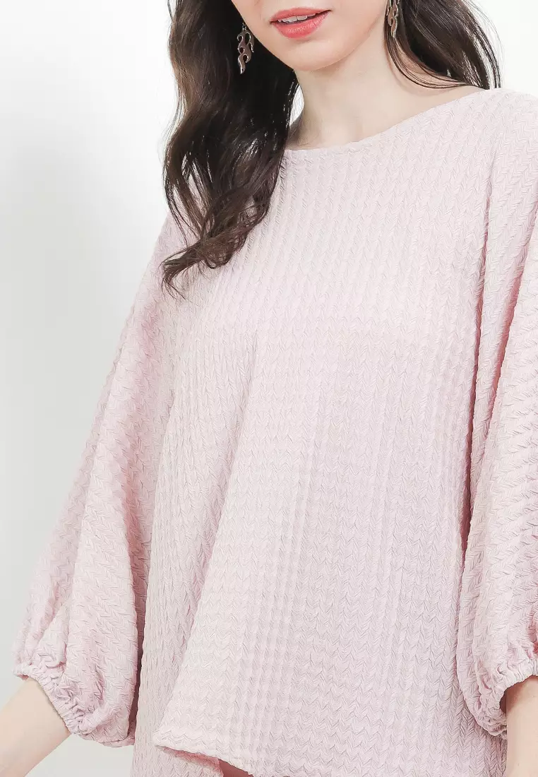 Dolman Sleeve Textured Blouse