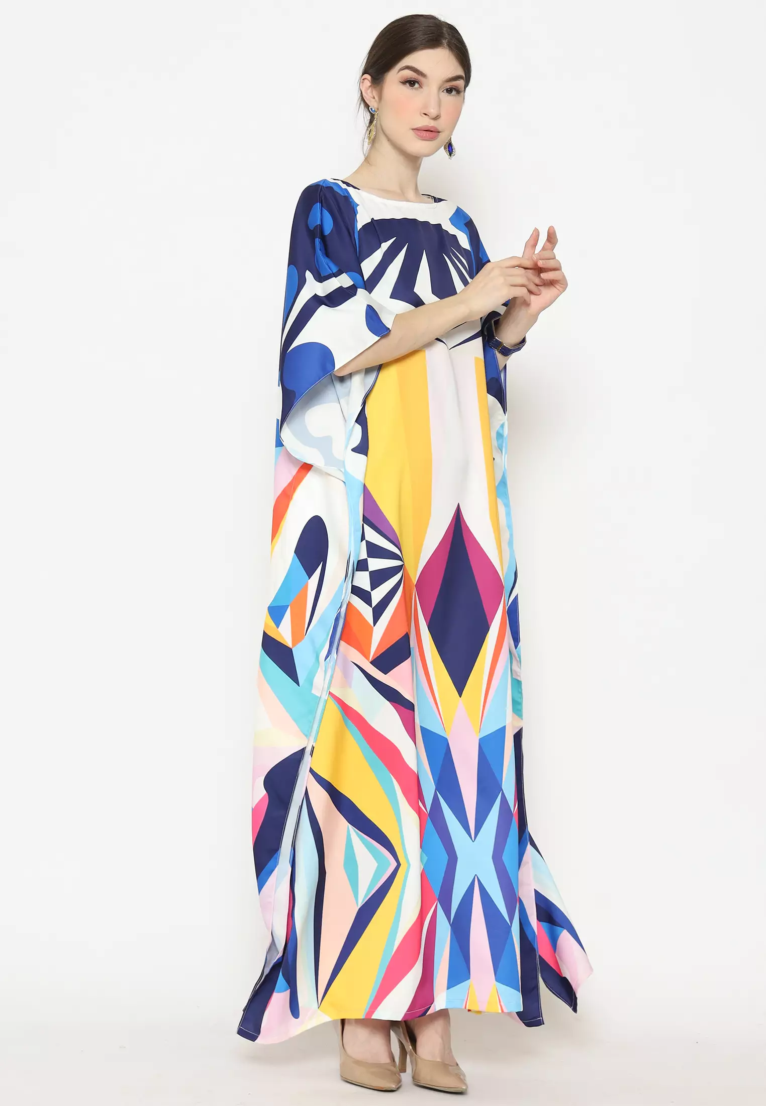 Kanzi Exclusive Short Sleeve Abstrac Kaftan